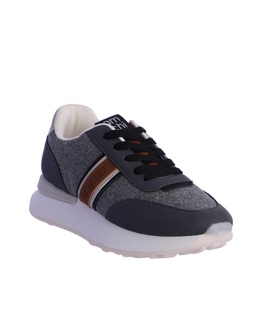 Footwear AMICHI | Amichi Damaris Women's Sneaker in Felt and Patent Leather Grey