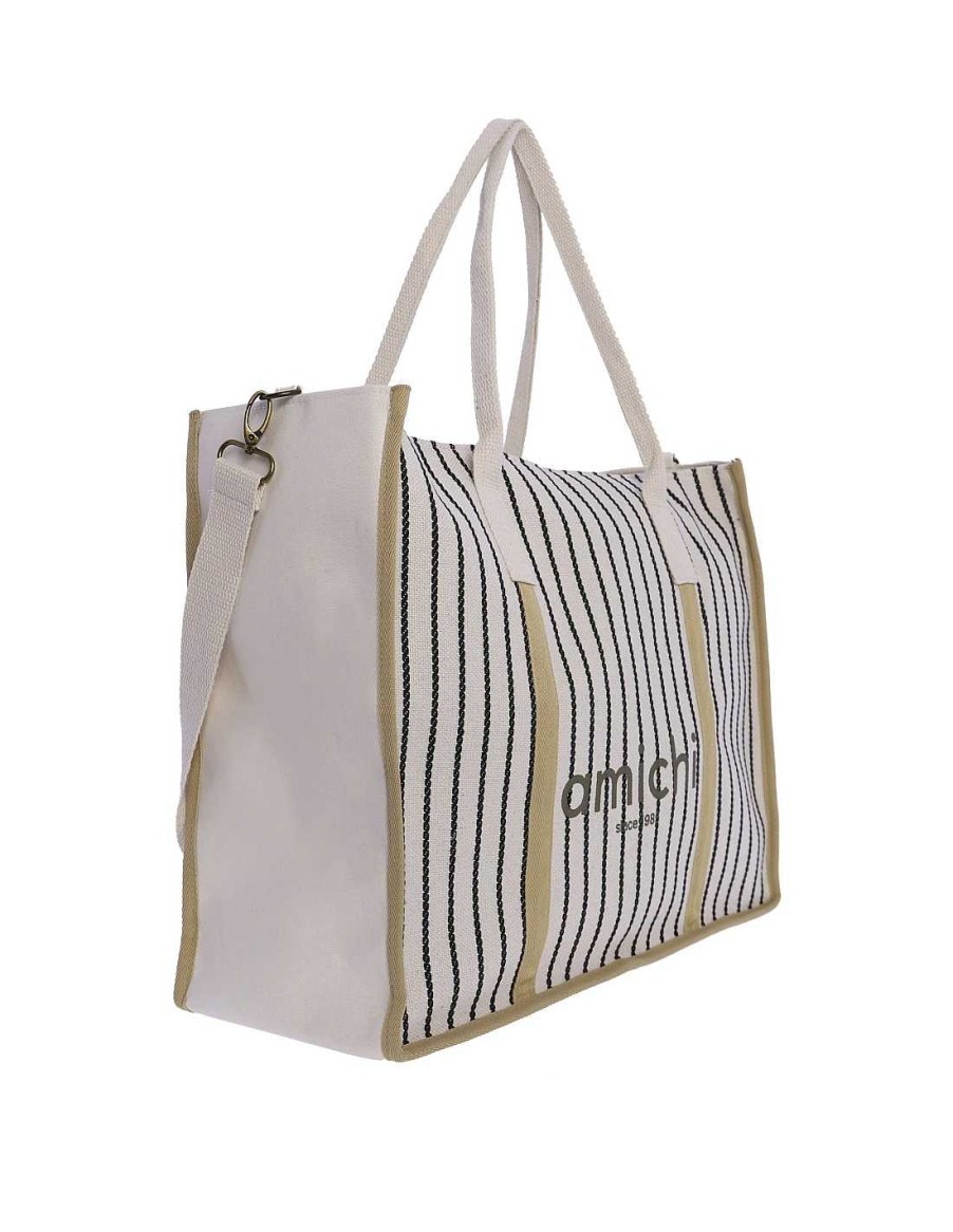 Bags AMICHI | Amichi Sibila Women's Beach Bag With Zipper Natural