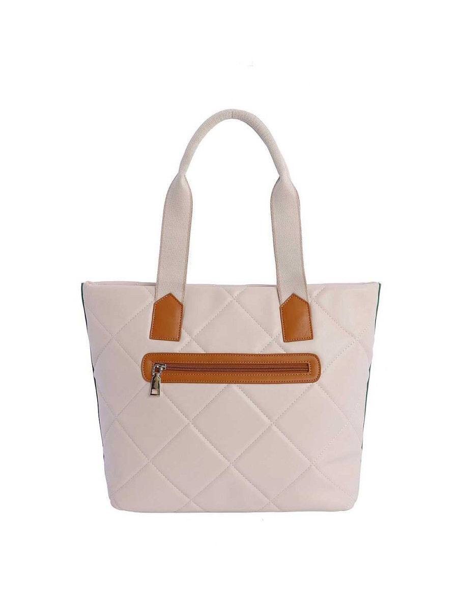 Bags Fun&Basics | Fun&Basics Abdula Women's Shopper Bag in Synthetic Leather with Zipper Beige