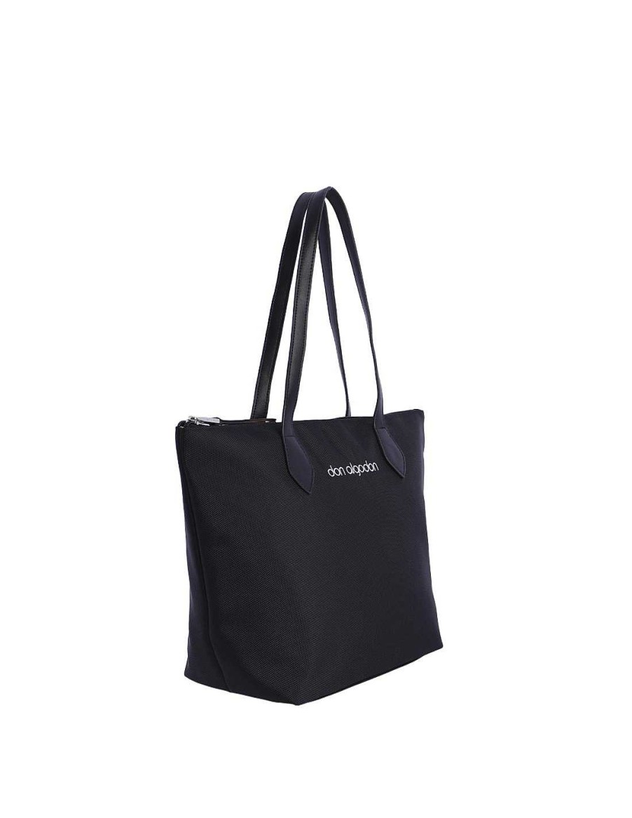 Bags DON ALGODON | Don Algodon Telma Women's Nylon Shopper Bag with Zipper Black