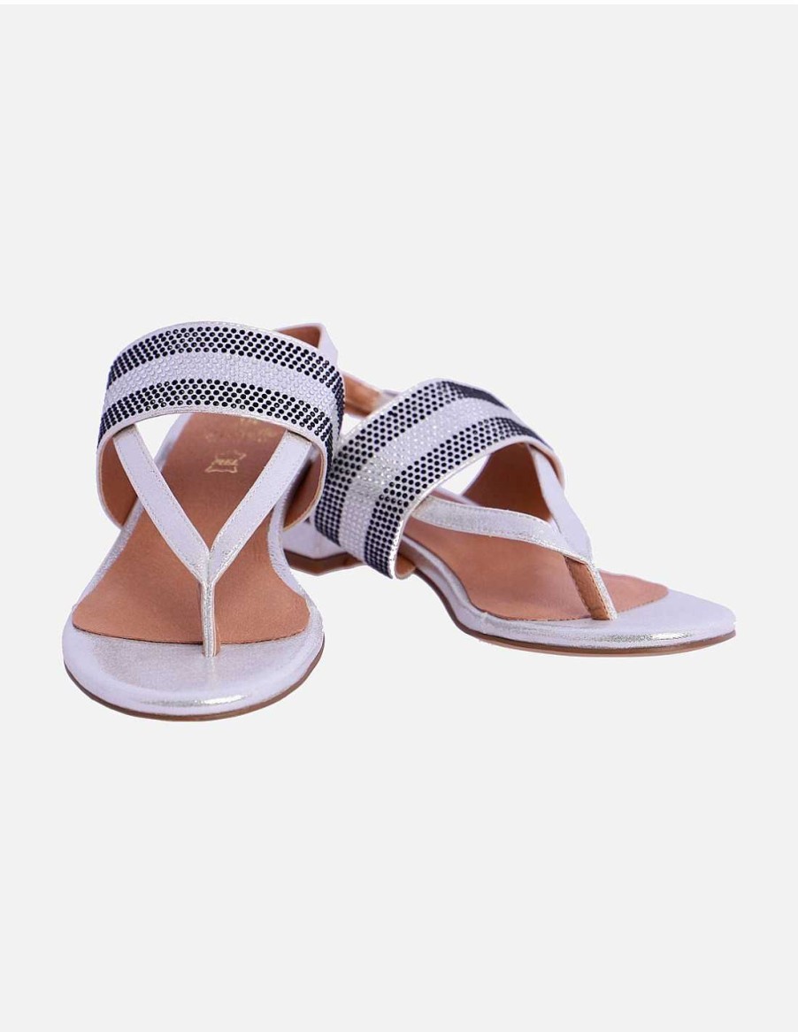 Footwear EL CABALLO | Flat Sandal for Women El Caballo Kavala Silver