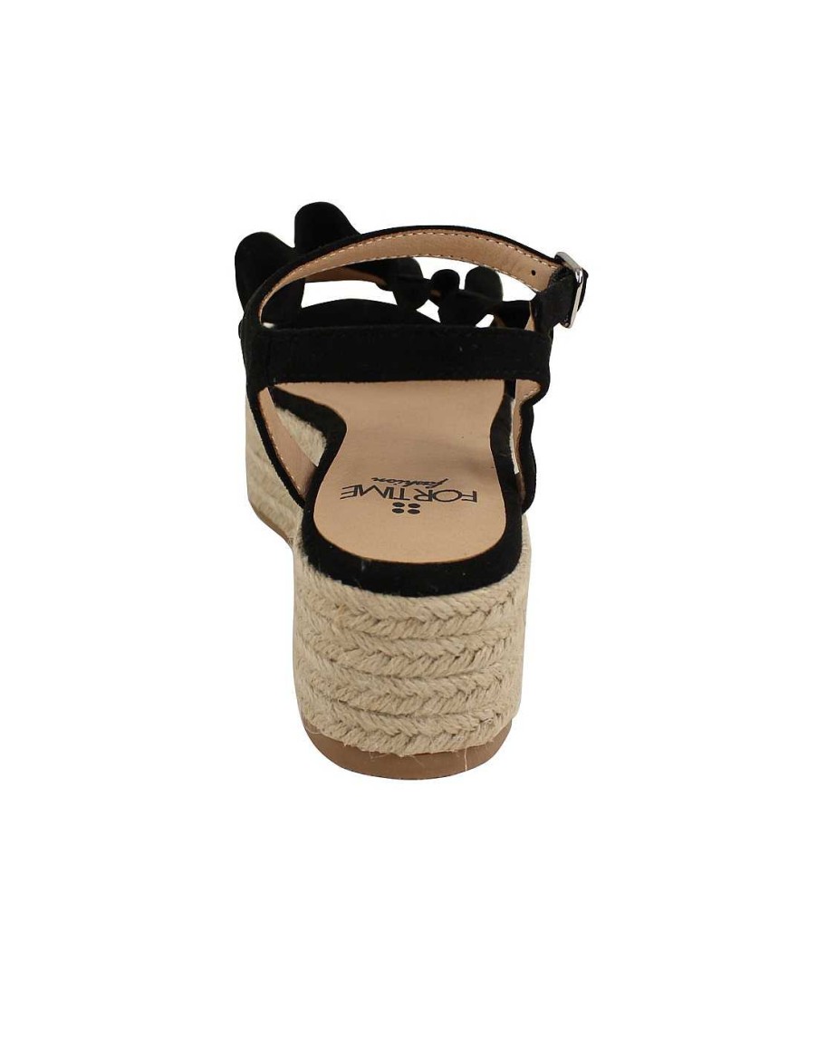 Footwear FOR TIME | For Time Carlota Women's Sandals In Raffia And Textile Black