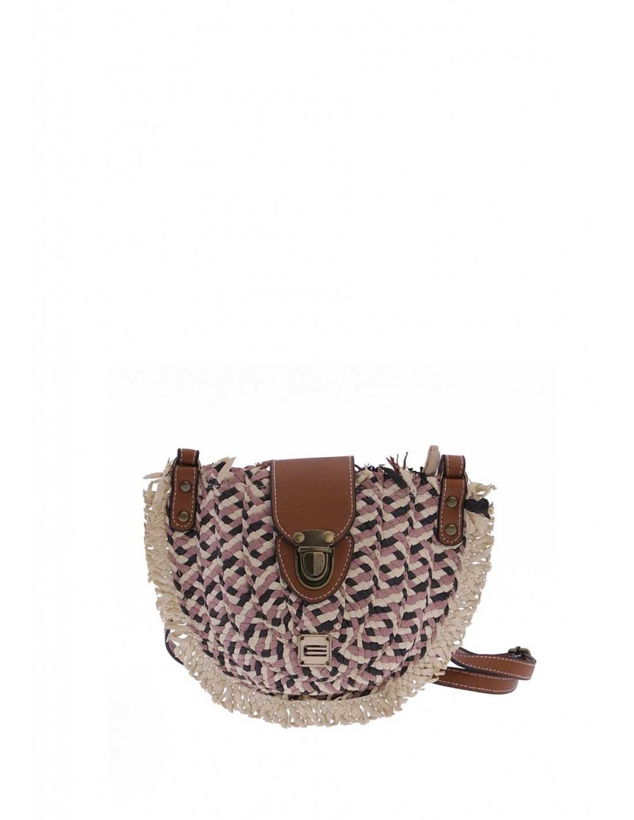 Bags EFERRI | Eferri Valli Raffia Women's Shoulder Bag With Zipper Multicolored