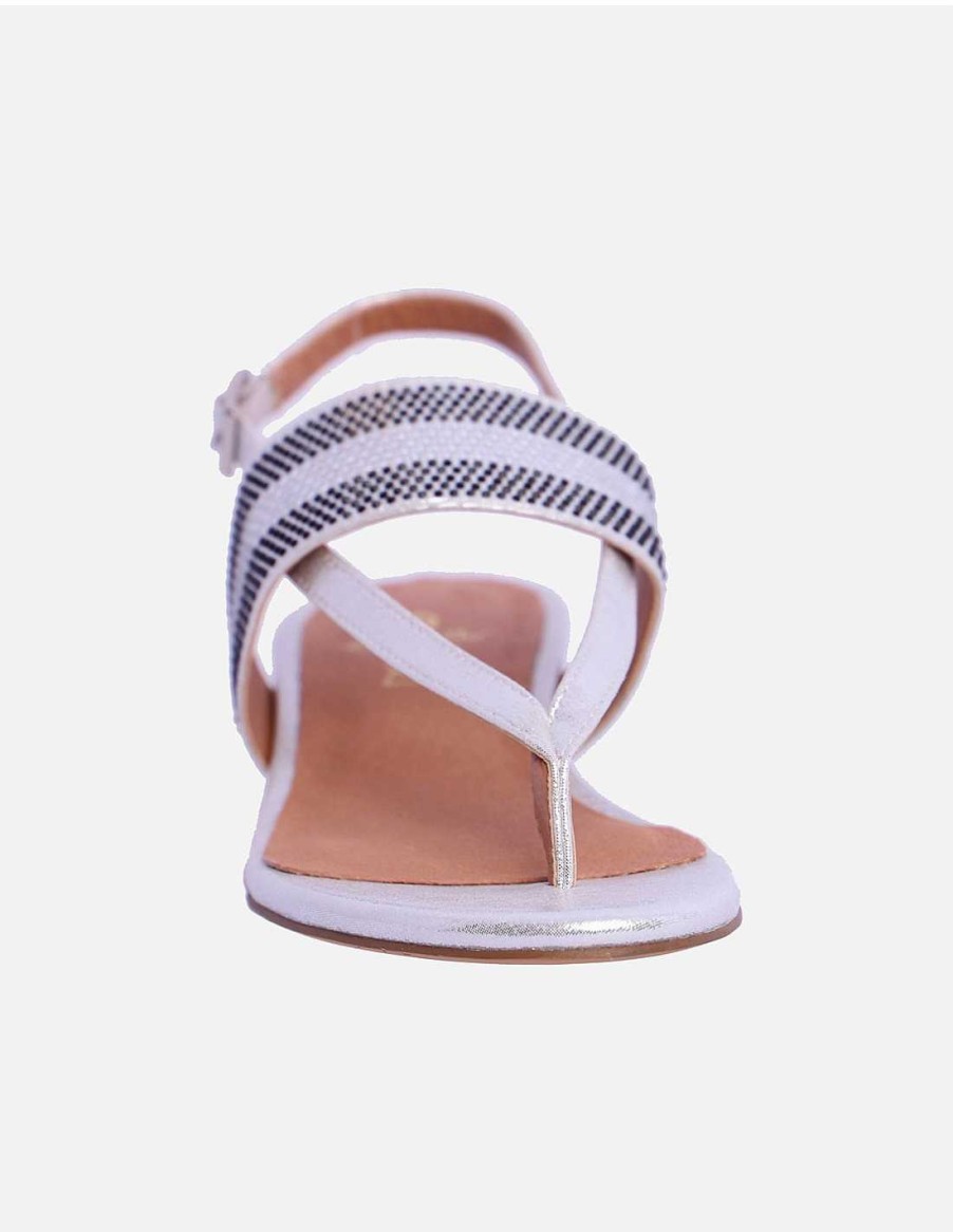 Footwear EL CABALLO | Flat Sandal for Women El Caballo Kavala Silver