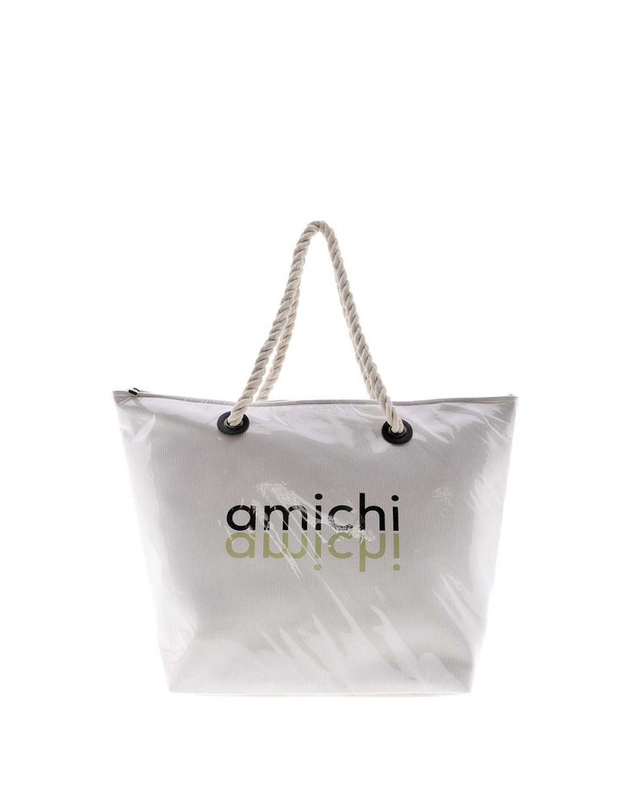 Bags AMICHI | Amichi Servula Women's Beach Bag With Zipper Natural