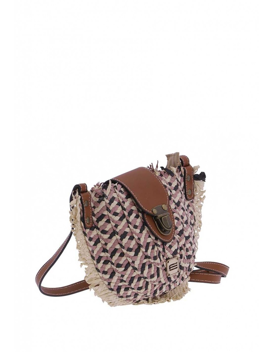 Bags EFERRI | Eferri Valli Raffia Women's Shoulder Bag With Zipper Multicolored