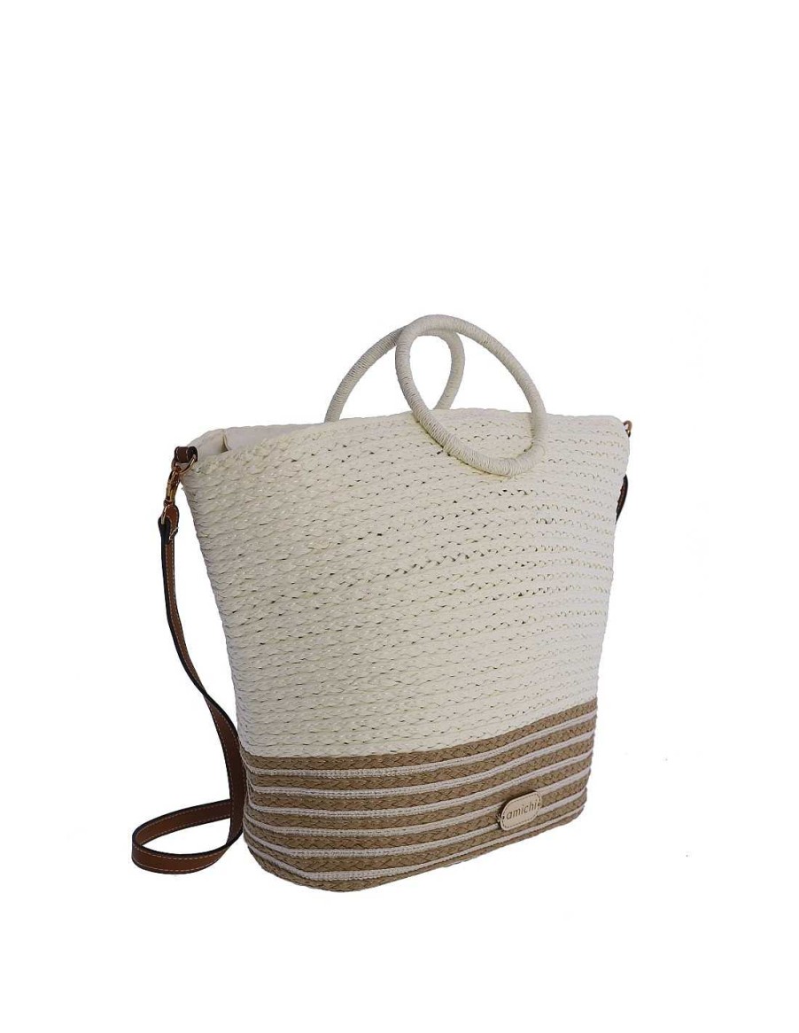 Bags AMICHI | Amichi Sinforiana Raffia Women's Handbag With Zipper Natural