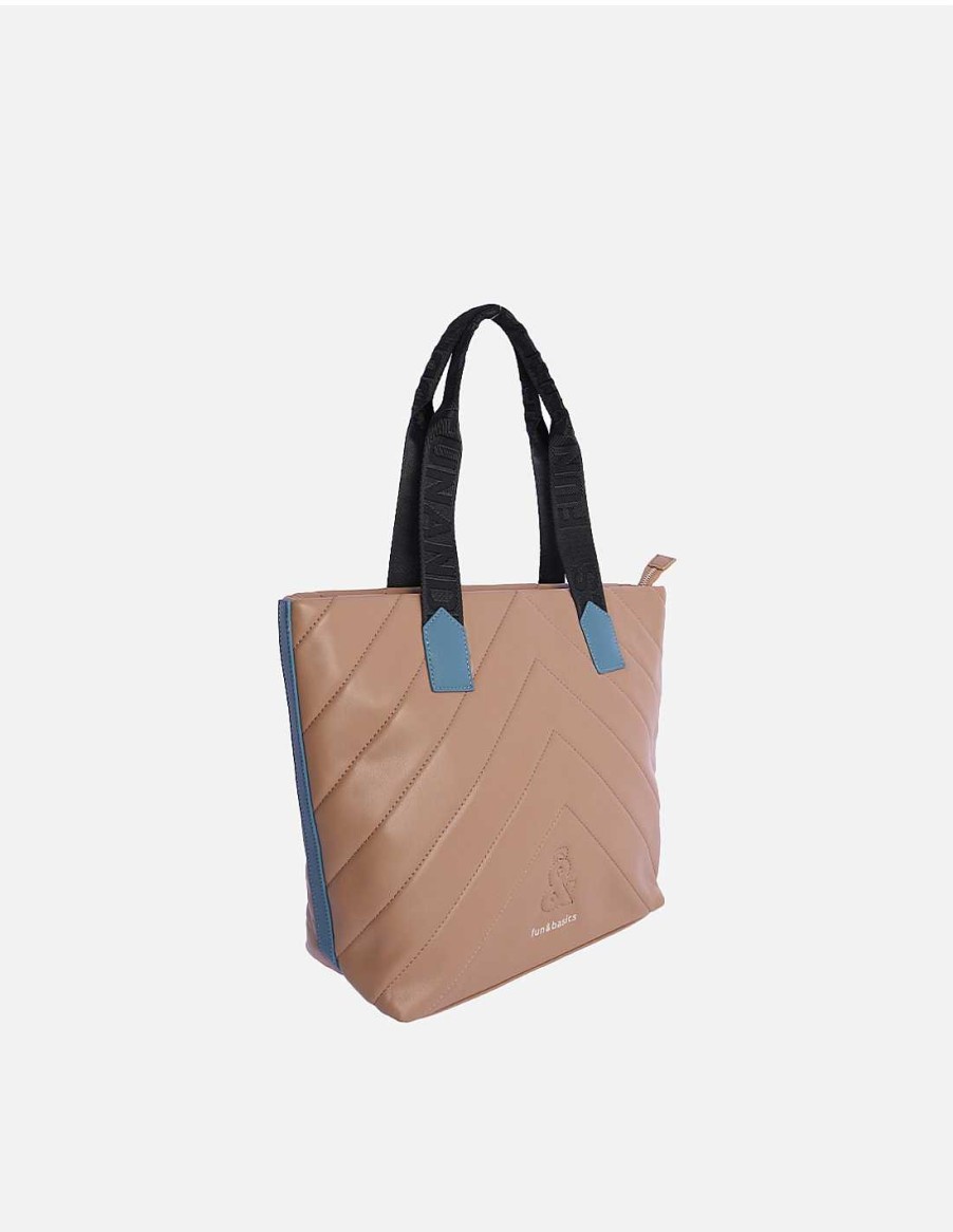 Bags Fun&Basics | Plain Women's Shopper Bag With Zipper Camel