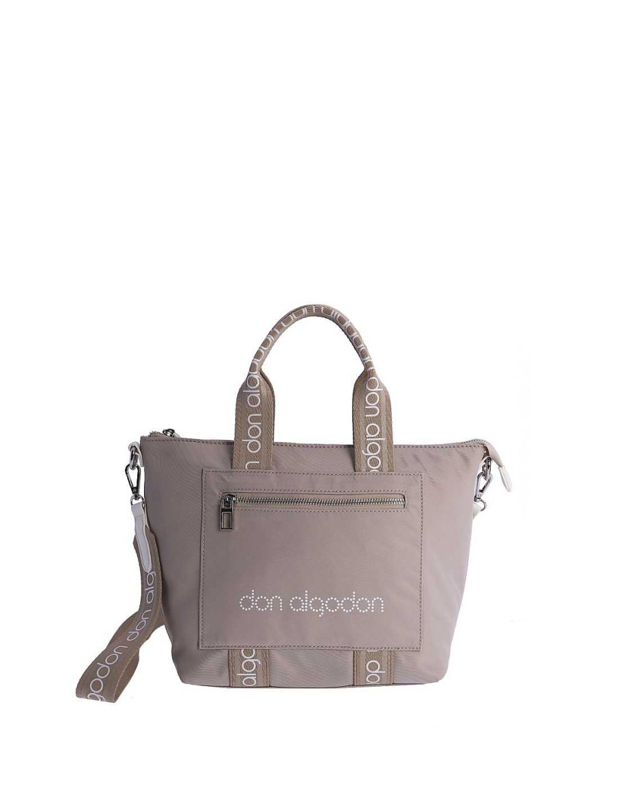 Bags DON ALGODON | Don Algodon Mirinda Nylon Women's Handbag with Zipper Beige