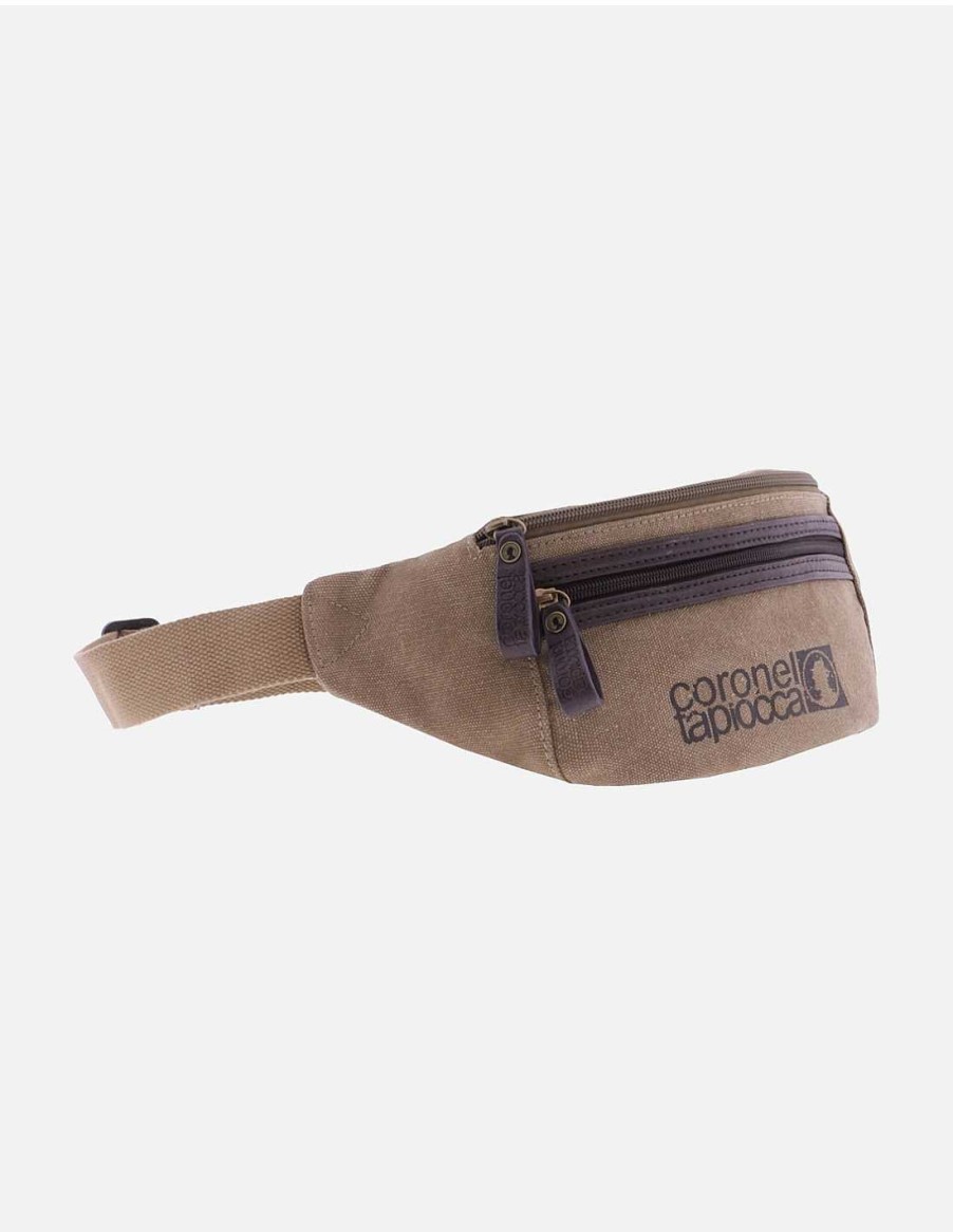 Men CORONEL TAPIOCCA | Men's Waist Pack With Aaron Logo Print By Coronel Tapiocca Beige