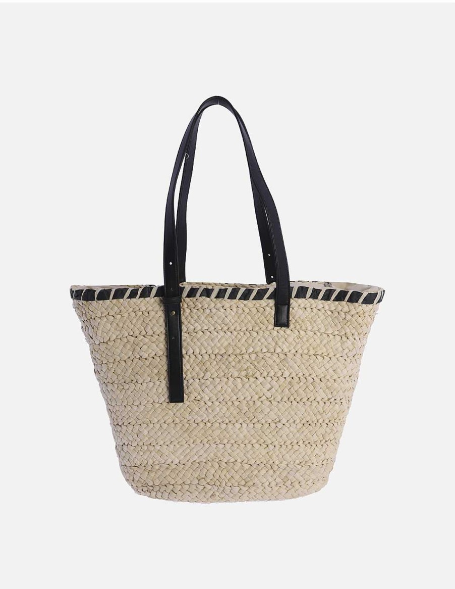 Bags AMICHI | Amichi Sigmunda Raffia Women's Beach Carrycot With Zipper Black