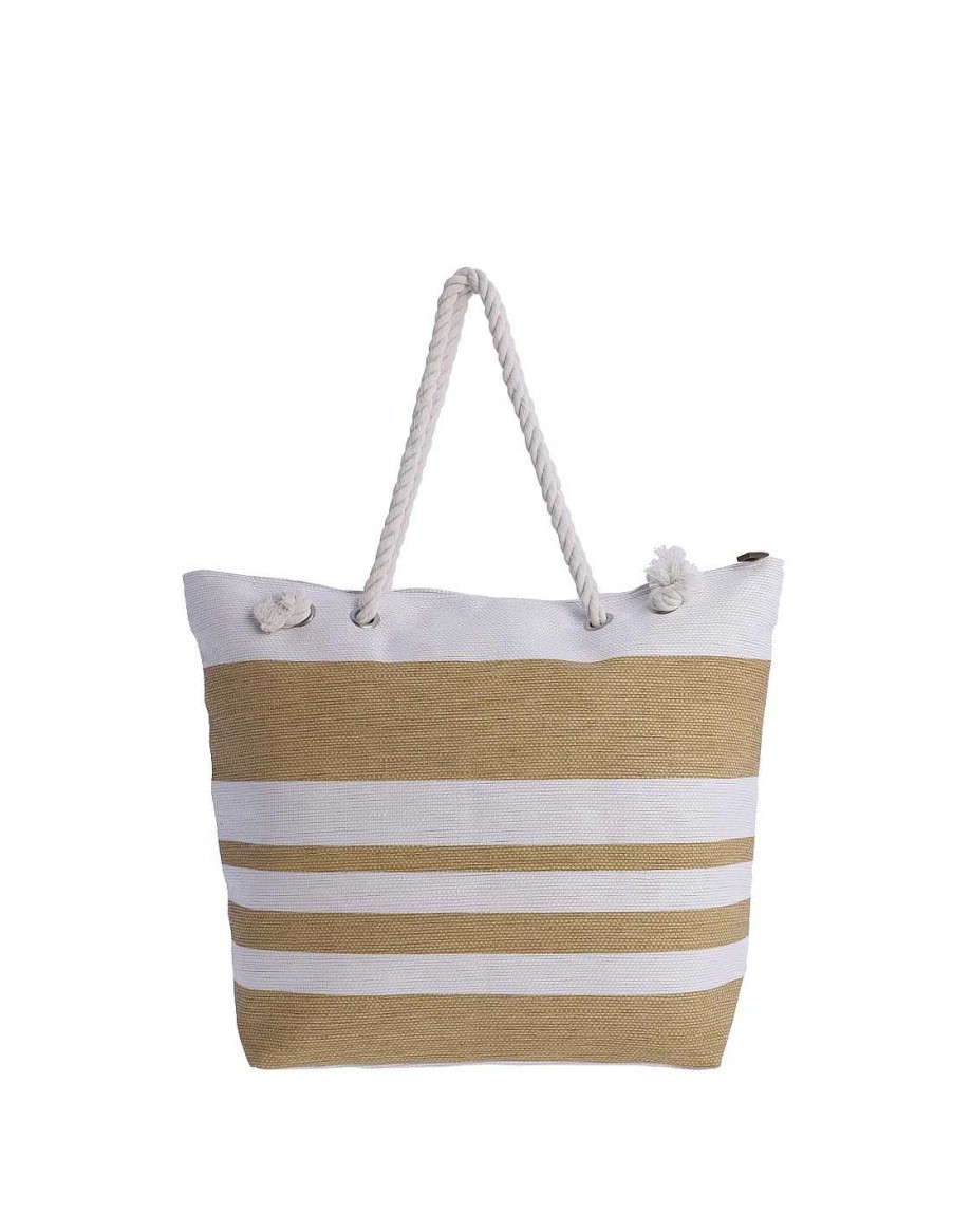 Bags DON ALGODON | Don Algodon Rosina Women's Beach Bag with Zipper Natural