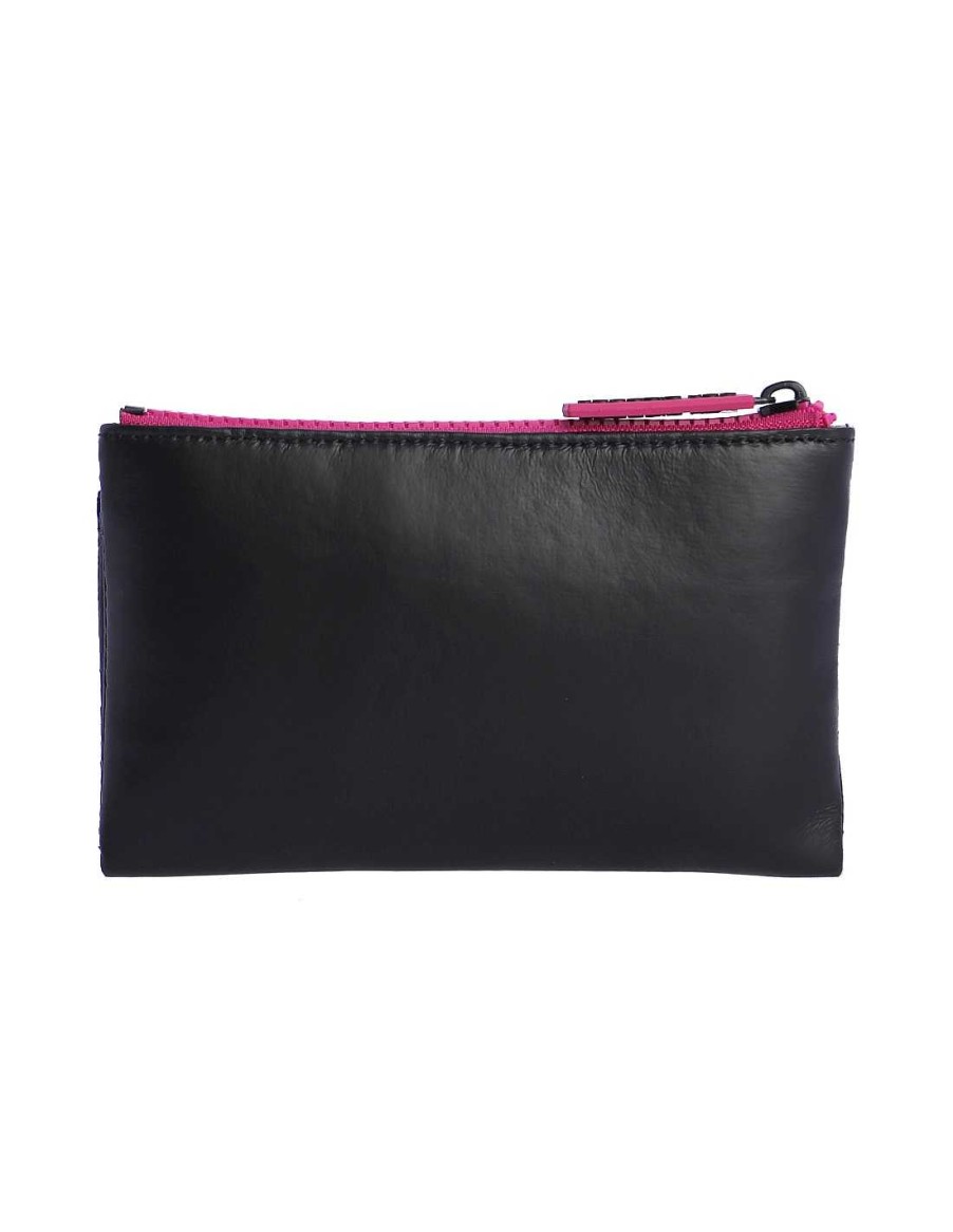 Wallets DON ALGODON | Medium Don Algodon Frida Nylon Purse in Color with Zipper Black