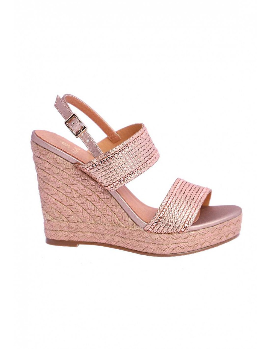 Footwear EL CABALLO | Crib Sandal for Women El Caballo Eubea Pink Synthetic Leather Gold