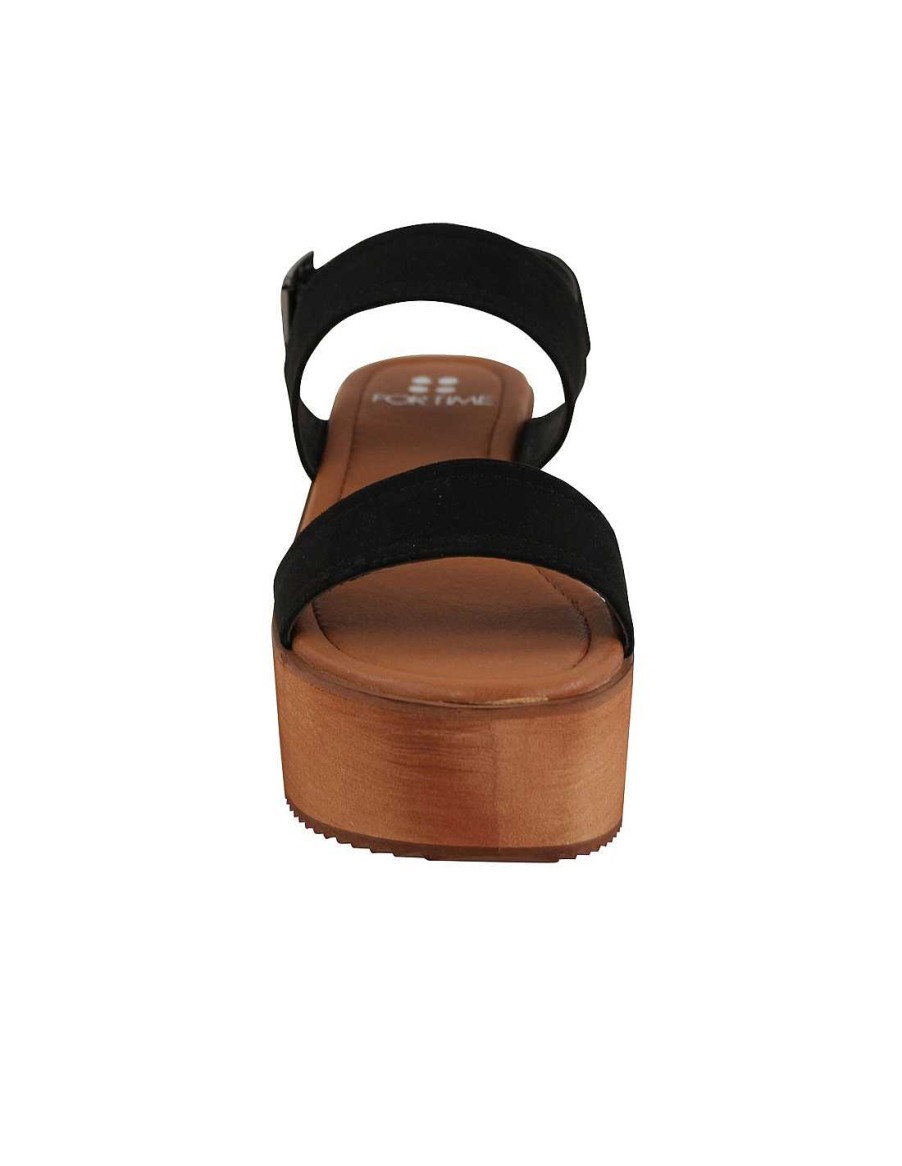 Footwear FOR TIME | For Time Minerva Textile Women's Sandals Black