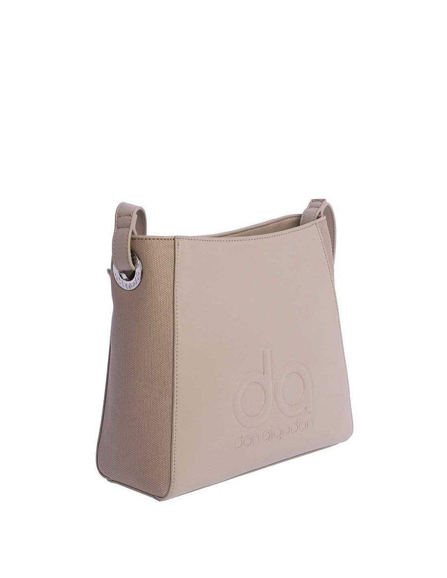 Bags DON ALGODON | Don Algodon Mesalina Women's Shoulder Bag in Synthetic Leather with Zipper Beige