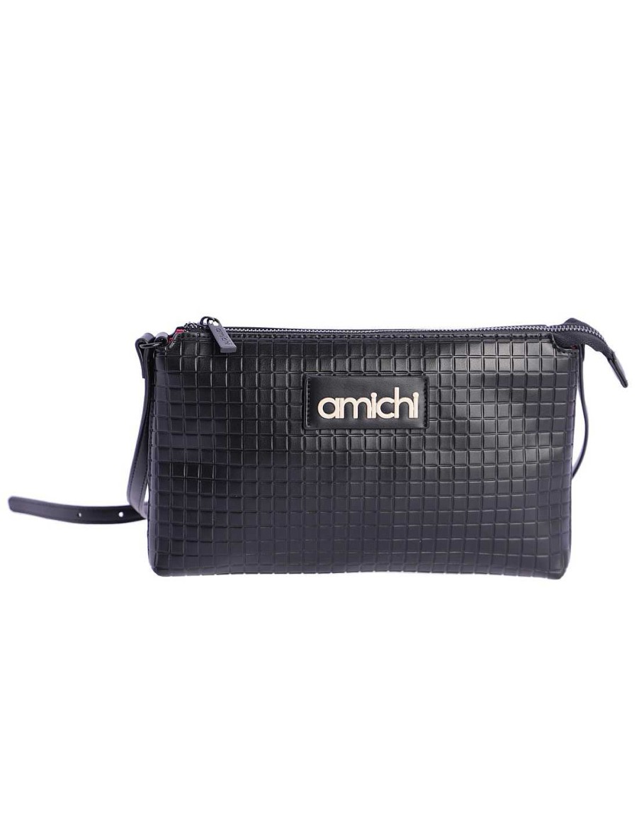 Bags AMICHI | Amichi Alma Women's Synthetic Shoulder Bag with Zipper Black