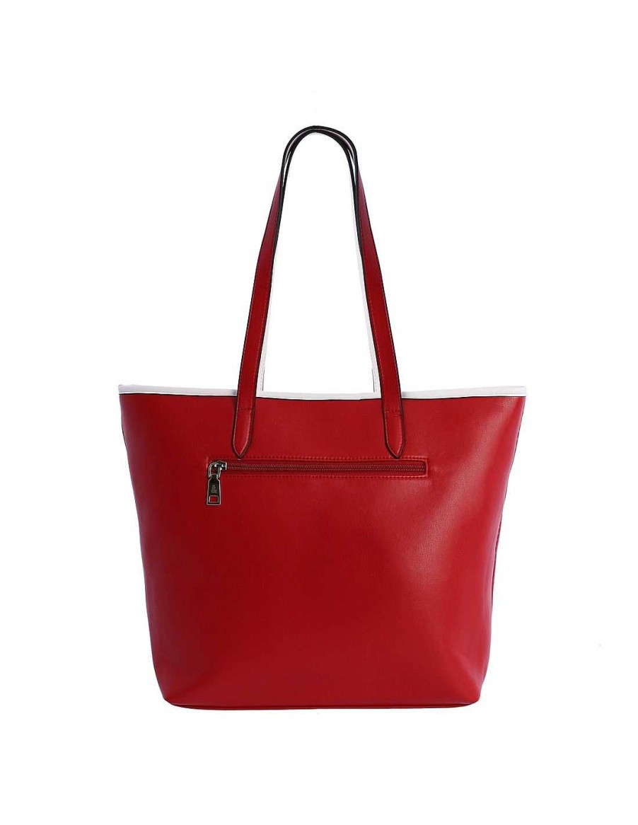 Bags Fun&Basics | Fun&Basics Jessica Women's Shopper Bag in Synthetic Leather with Zipper Red