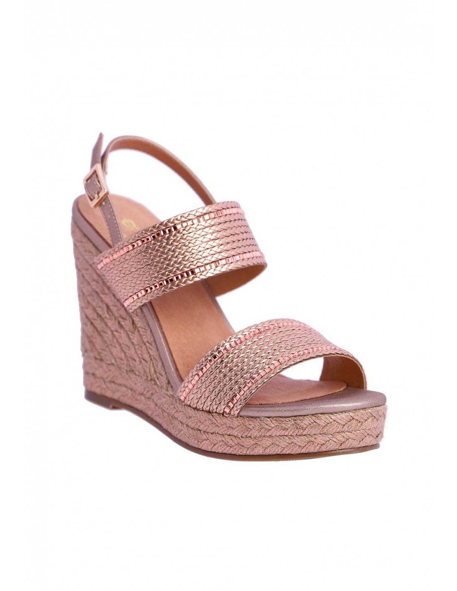 Footwear EL CABALLO | Crib Sandal for Women El Caballo Eubea Pink Synthetic Leather Gold