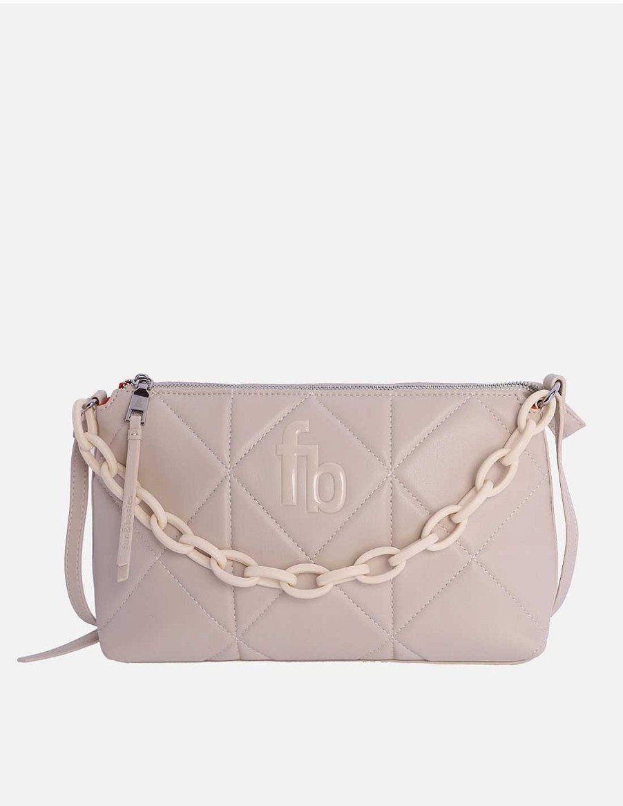 Bags Fun&Basics | Lilac Women's Crossbody Bag with Zipper Beige