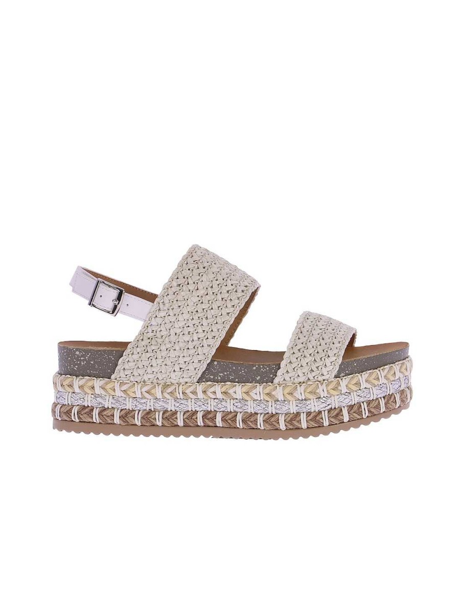 Footwear EFERRI | Eferri Carla Women's Raffia And Synthetic Leather Sandals Ivory