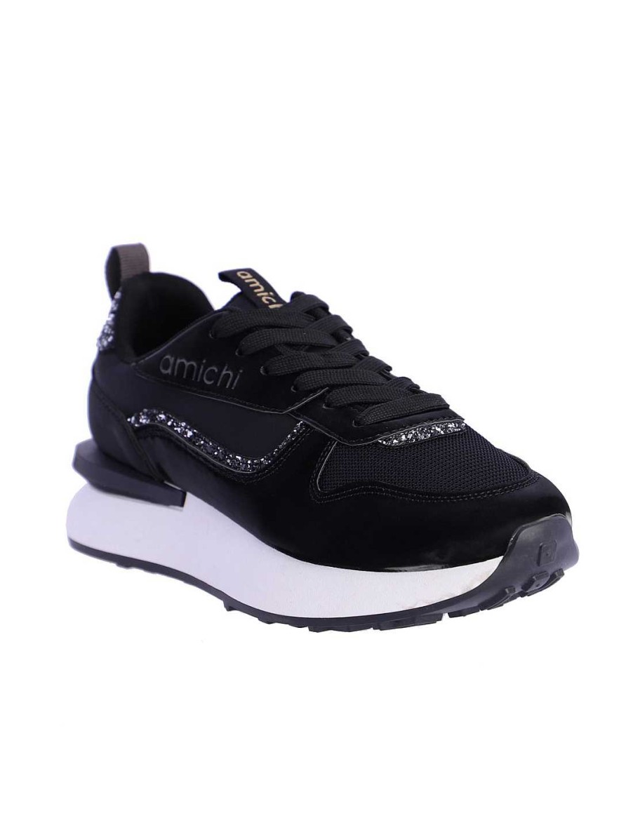 Footwear AMICHI | Amichi Dafne Nylon And Pu Women's Sneaker Black