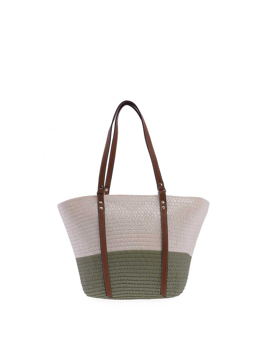 Bags EFERRI | Eferri Valentina Natural Raffia Women's Shopper Bag with Zipper White