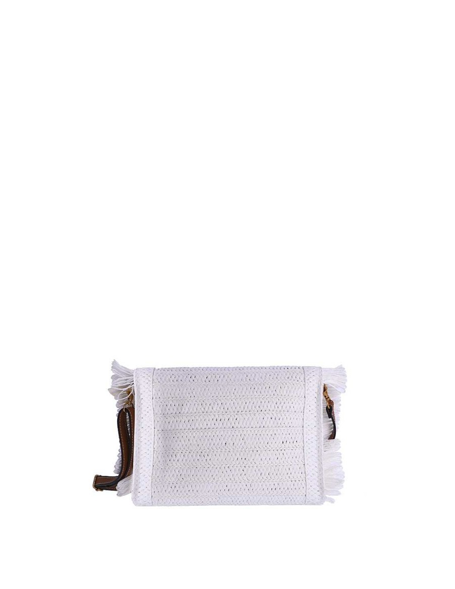 Bags AMICHI | Amichi Sigrid Women's Raffia Crossbody Bag With Zipper White