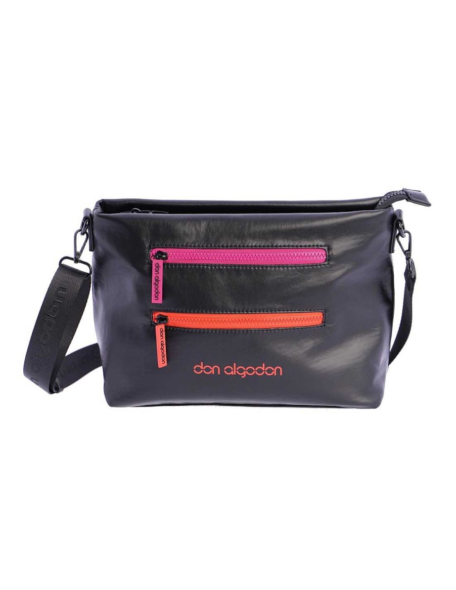 Bags DON ALGODON | Don Algodon Nectar Textile Shoulder Bag With Zipper Black