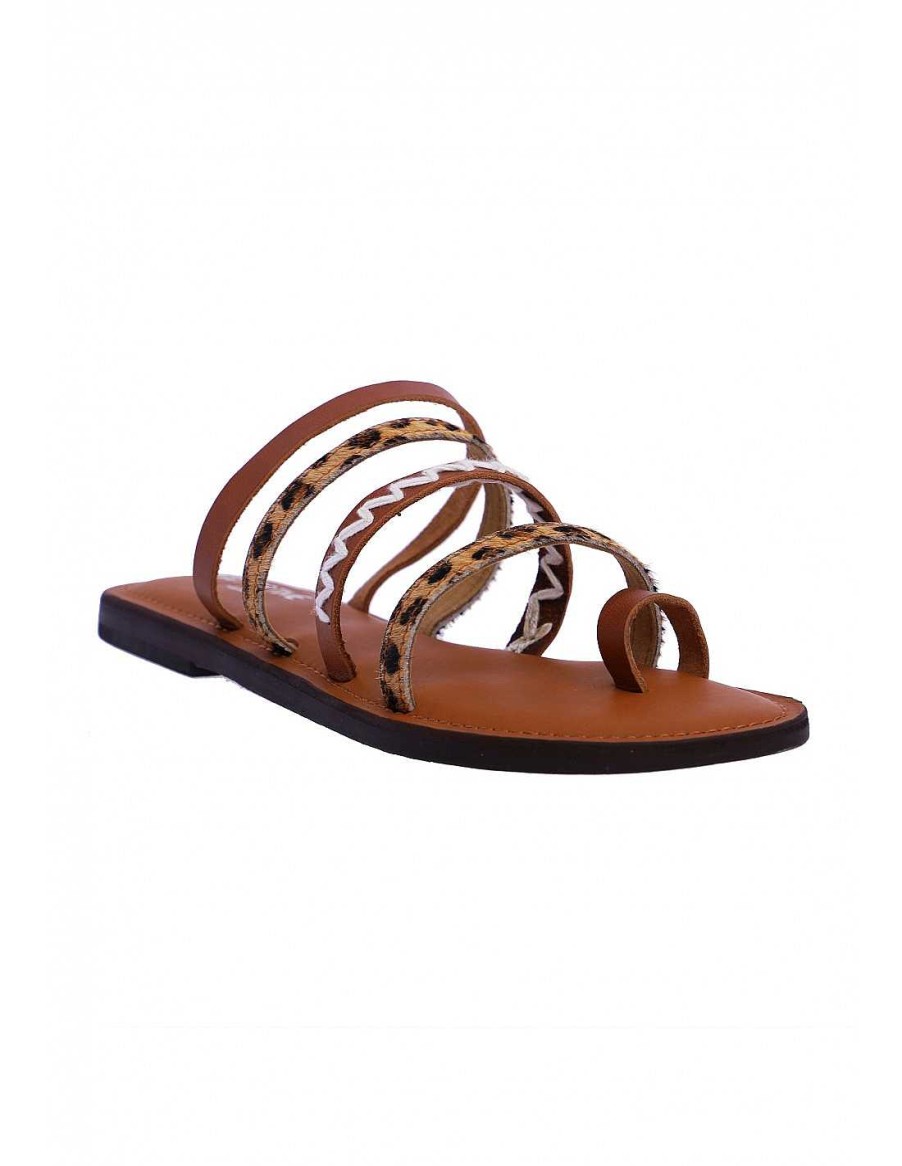 Footwear FOR TIME | For Time Argos Women's Flat Sandal With Straps Brown