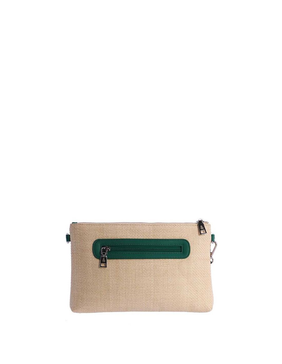 Bags Fun&Basics | Fun&Basics Olimpia Raffia Women's Handbag with Zipper Green