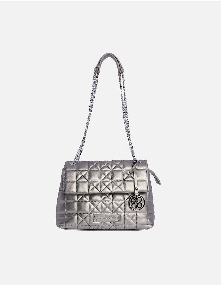 Bags DON ALGODON | Don Algodon Mildred Women's Shoulder Bag in Synthetic Leather with Zipper Silver