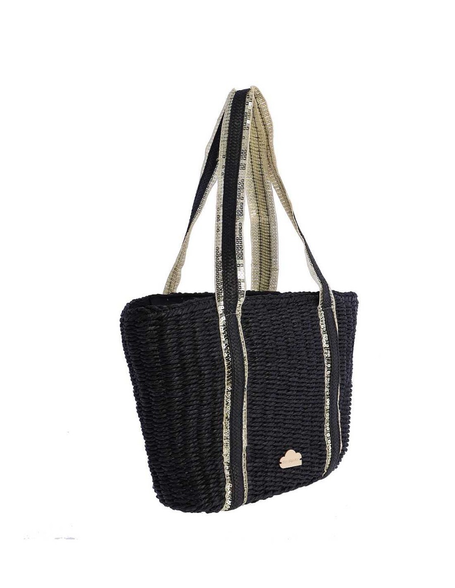 Bags DON ALGODON | Don Algodon Sara Women's Nature Shopper Bag With Zipper Black