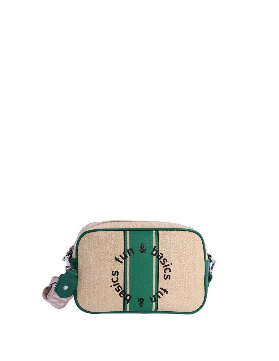 Bags Fun&Basics | Fun&Basics Josefa Women's Raffia Crossbody Bag with Zipper Green