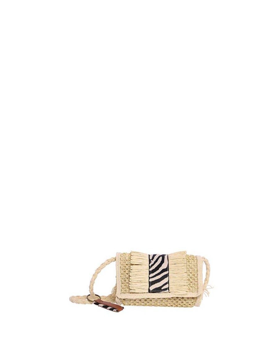 Bags DON ALGODON | Don Algodon Roberta Raffia and Textile Shoulder Bag for Women Natural