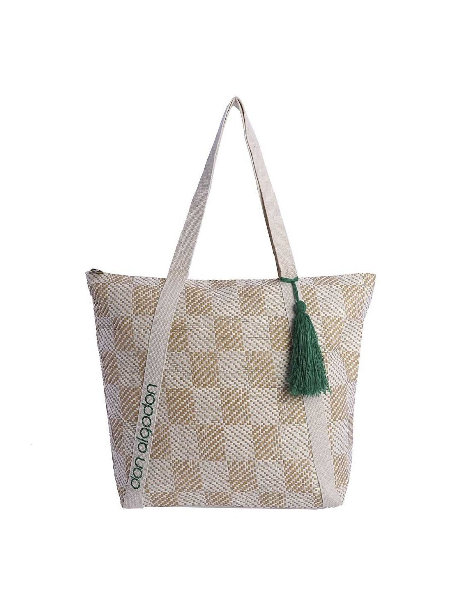 Bags DON ALGODON | Don Algodon Roselina Beach Bag for Women with Zipper Beige