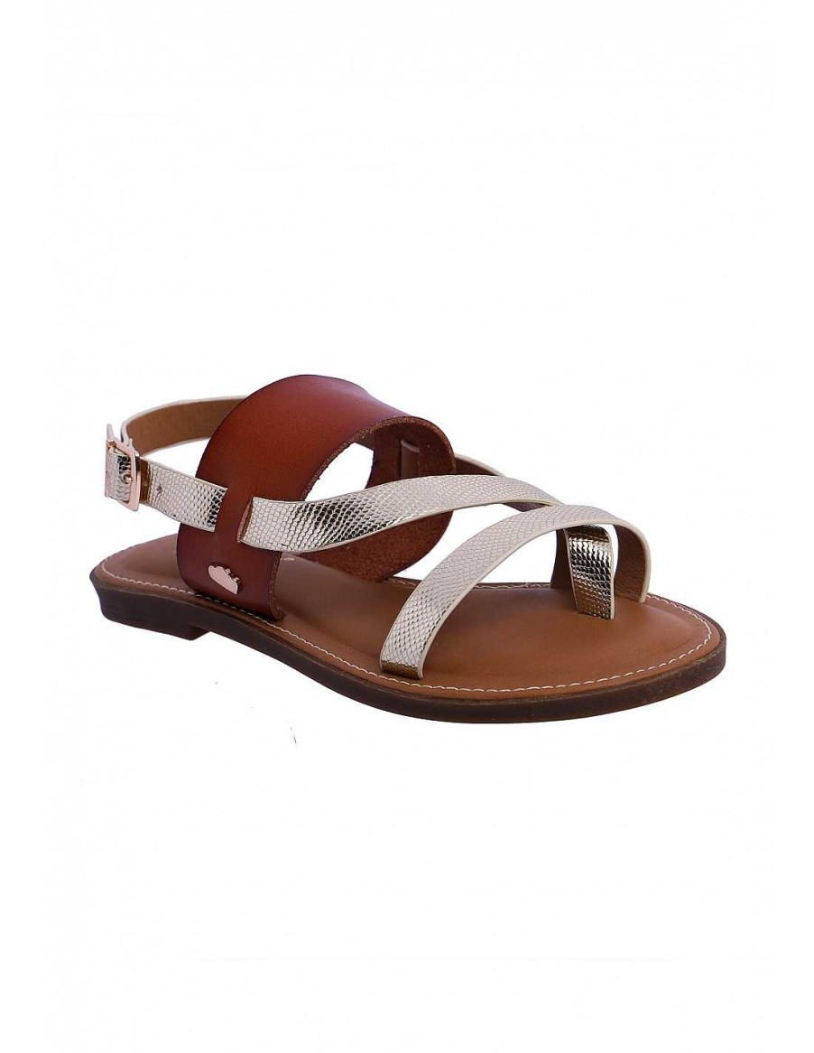 Footwear DON ALGODON | Don Algodon Women's Flat Sandal Corfu Synthetic Leather Brown