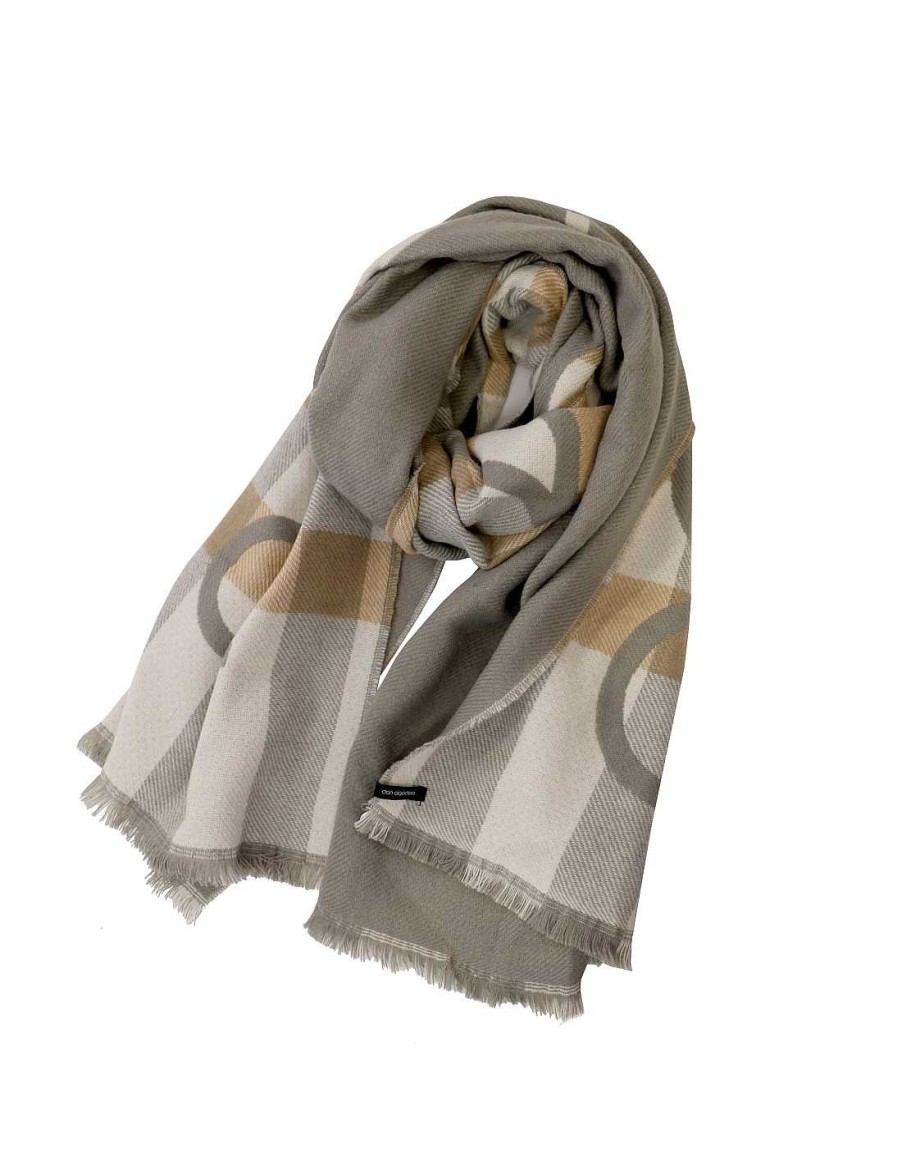 Accessories DON ALGODON | Don Algodon Felicia Rectangular Women's Scarf In Various Shades Of Es And Beige Grey