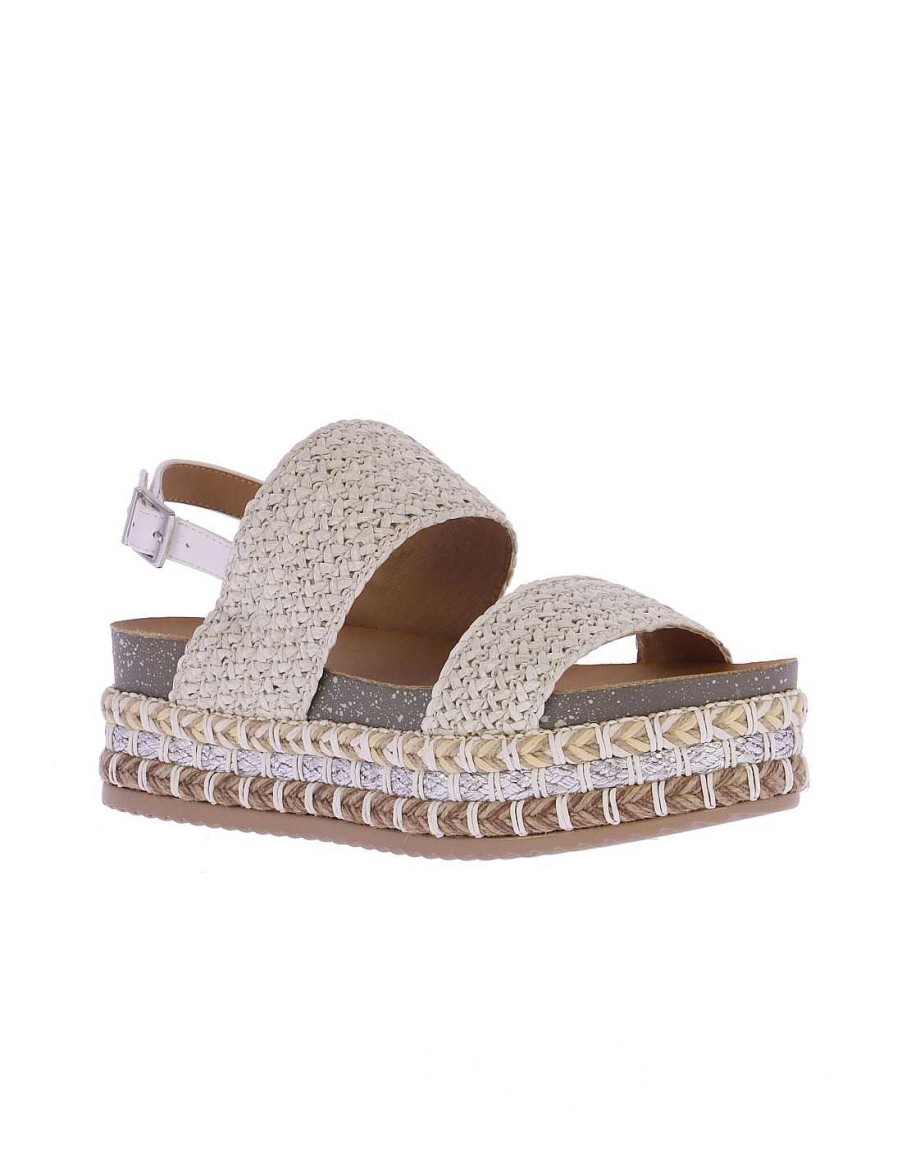 Footwear EFERRI | Eferri Carla Women's Raffia And Synthetic Leather Sandals Ivory