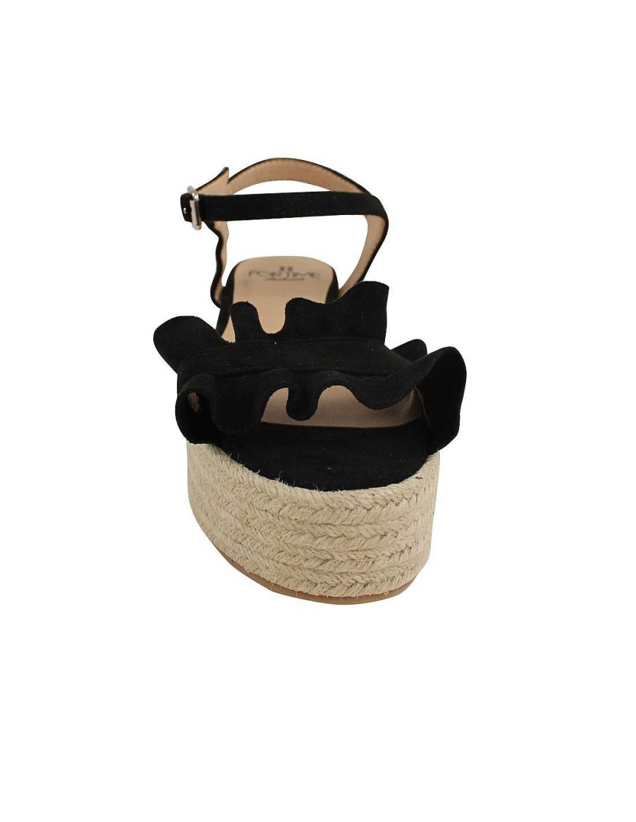 Footwear FOR TIME | For Time Carlota Women's Sandals In Raffia And Textile Black