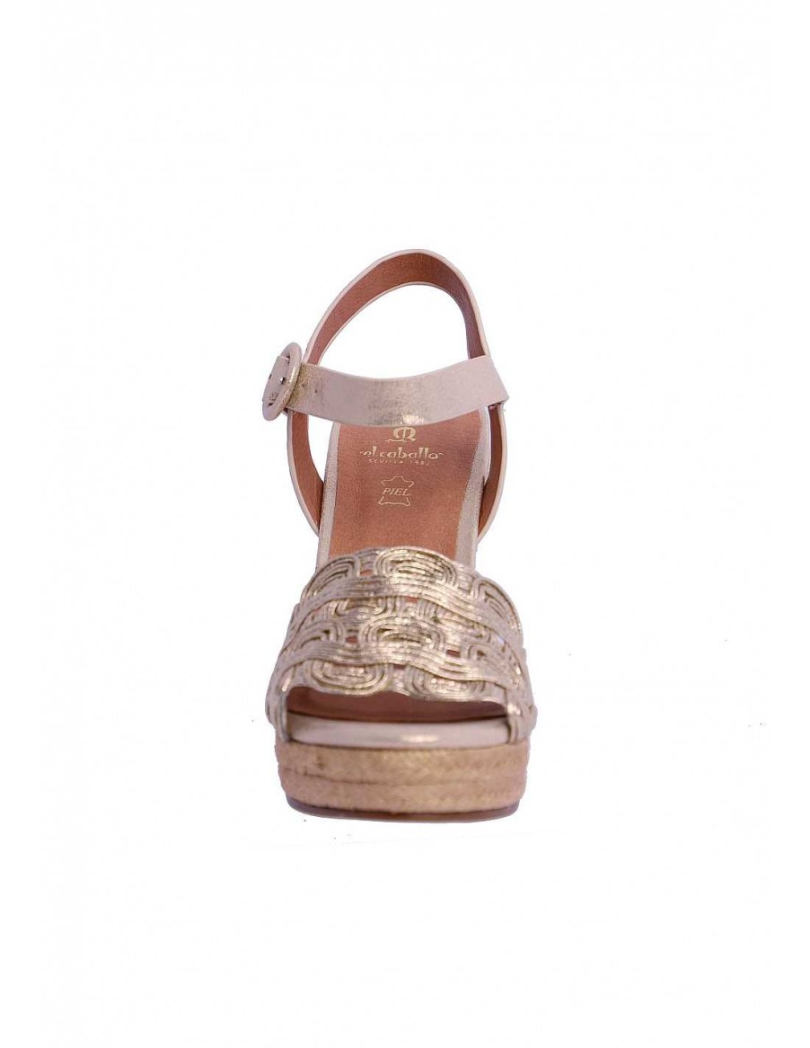 Footwear EL CABALLO | El Caballo Ikaria Raffia Women's Crib Sandal Gold