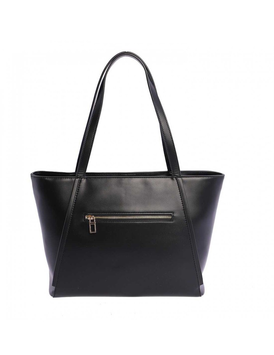 Bags DON ALGODON | Don Algodon Ariadna Vegan Leather Shopper Bag for Women with Zipper Black