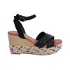 Footwear FOR TIME | For Time Chania Women's Black Raffia Crib Sandal Black