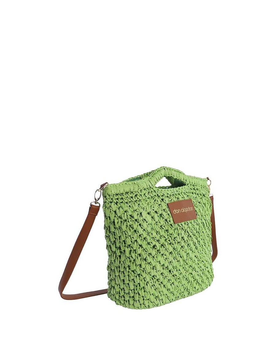 Bags DON ALGODON | Nature Shoulder Bag For Women Don Algodon Siricia With Zipper Green