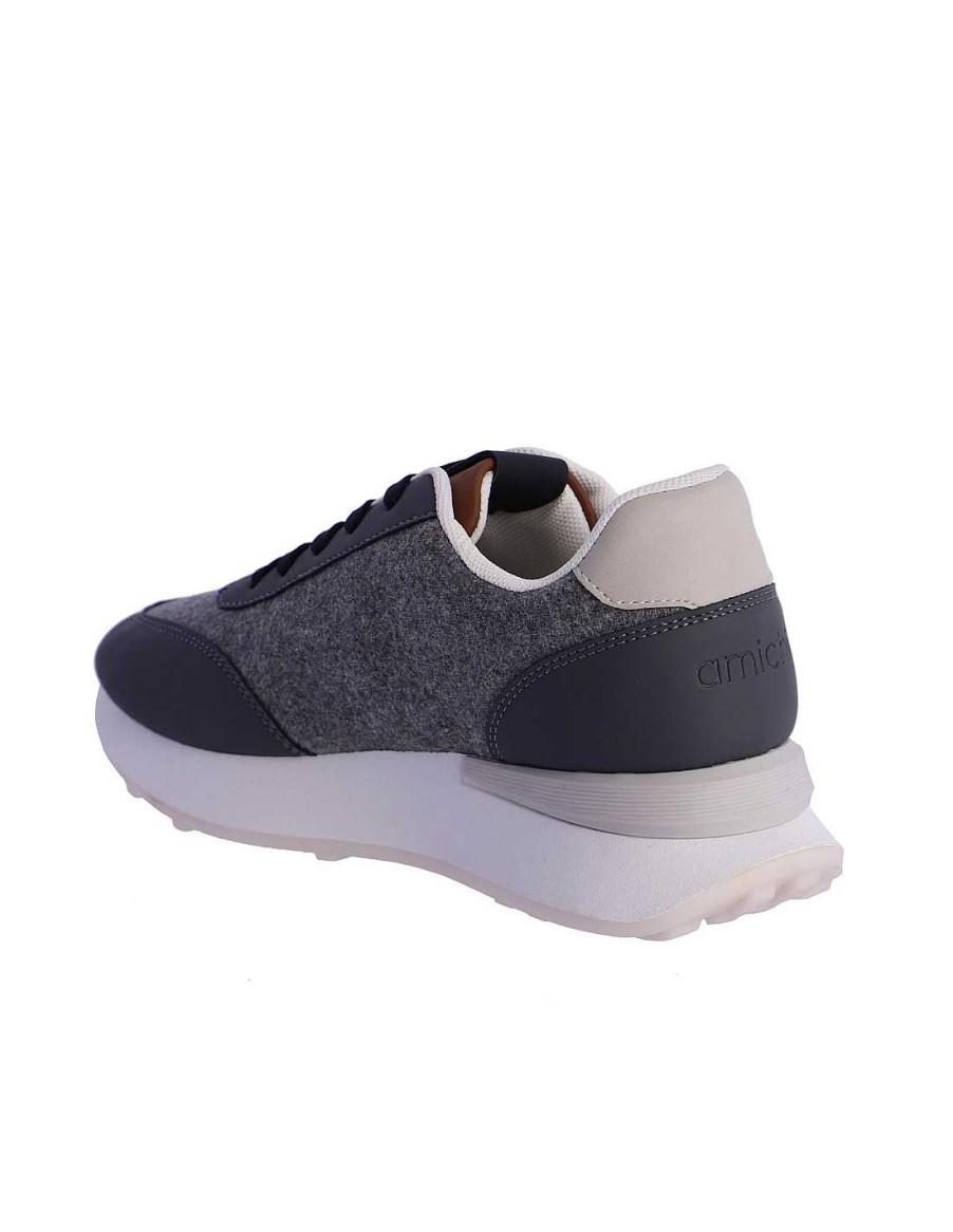 Footwear AMICHI | Amichi Damaris Women's Sneaker in Felt and Patent Leather Grey