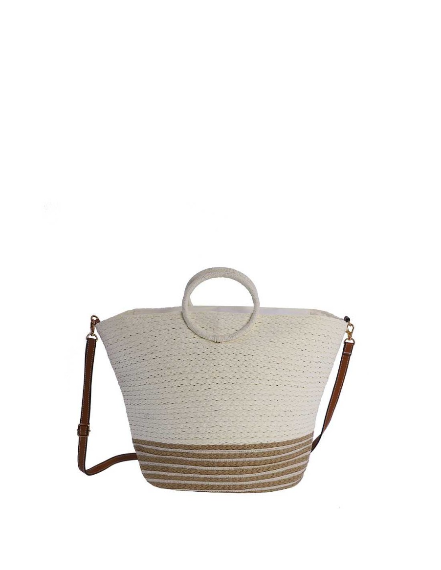 Bags AMICHI | Amichi Sinforiana Raffia Women's Handbag With Zipper Natural