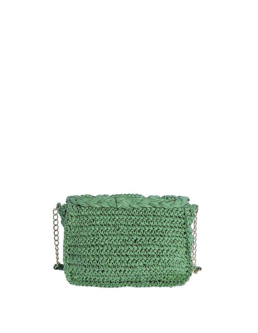 Bags AMICHI | Amichi Sigrada Raffia Women's Shoulder Bag With Zipper Green