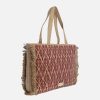 Bags AMICHI | Amichi Simone Raffia Women's Shopper Bag With Zipper Red