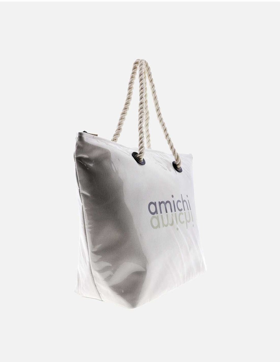 Bags AMICHI | Beach Bag and Toiletry Bag Pack for Women Amichi Servula with Zipper Natural