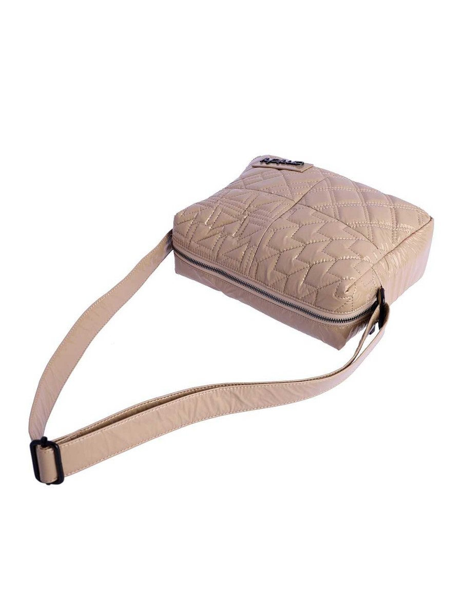 Bags AMICHI | Amichi Adelina Women's Patent Leather Zipper Crossbody Bag Beige